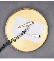 Golden stainless steel round straight side tray Nordic ins Wind light luxury storage disc cosmetics jewelry tea tray