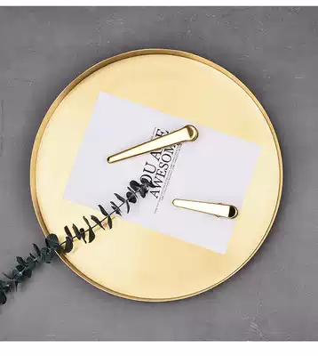 Gold stainless steel round straight edge tray Nordic ins style light luxury storage disc Cosmetics jewelry tea tray