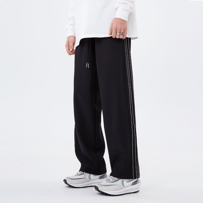 CTB Beer Captain Niche side hot drill black American casual sports pants straight drape trousers men