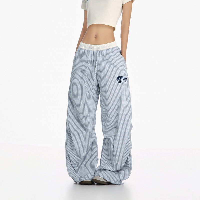 Ctb Beer Captain American Retro Lazy Style Striped Wide-Leg Pants Women's 2026 Summer Loose Casual Scimitar Pants Ctb Beer Captain American Retro Lazy Style Striped Wide-Leg Pants Women's 2026 Summer Loose Casual Scimitar Pants