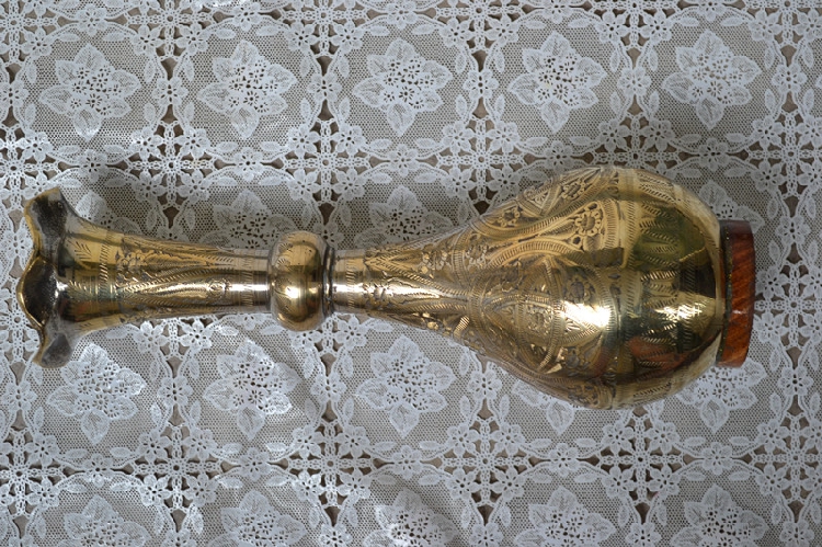 Phương tây bộ sưu tập Ấn Độ thủ công mỹ nghệ bronze tay chạm khắc bình đồng sóng miệng cổ bụng lớn chai đồng 30 cm 	tượng đồng đồ trang trí	