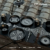 Черная портативная обеденная тарелка для кемпинга, металлическая золотая вода, легкая посуда