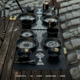 Черная портативная обеденная тарелка для кемпинга, металлическая золотая вода, легкая посуда