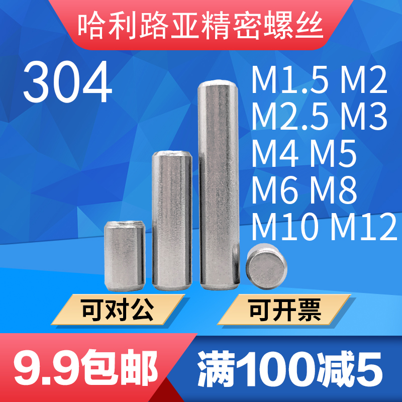304 stainless steel GB119 pin cylindrical pin direct sales double head corner solid positioning pin M1 5-M12