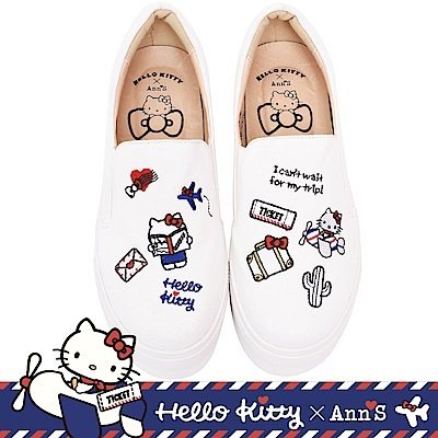 HELLO kitty x Ann'S together to travel small accessories embroidered thick bottom sloth shoes-white