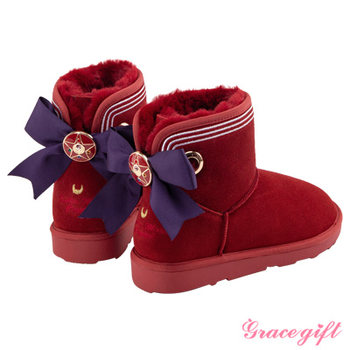 ຂອງຂວັນ Grace-Sailor Moon Bow Transformer Snow Boots ສີແດງ