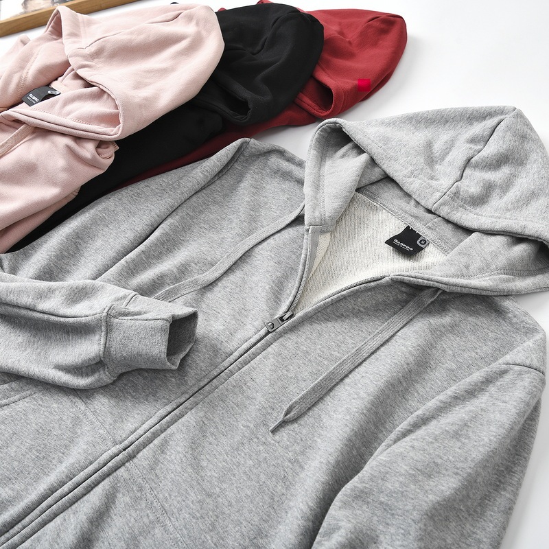 Men's Cotton Terry Zip-Up Cardigan Sweatshirt with Hood, Casual Sportswear, Original Surplus Stock from Foreign Trade, with Cut Tags