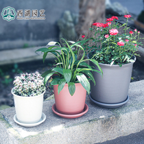 Alice round thickened plastic flowerpot imitation ceramic with tray large floor-to-ceiling creative green plant
