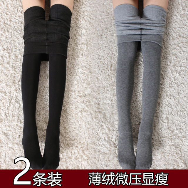 Autumn and winter stockings women's spring and autumn thin velvet spring black thickened plus velvet long tube long one-piece bottoming romper socks