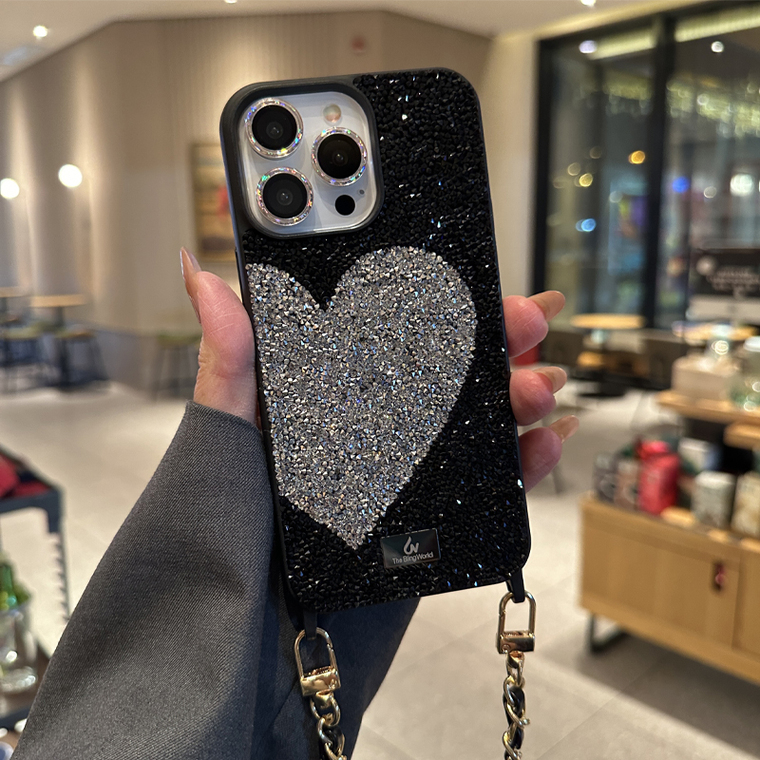 Shiny Rhinestone Diamond Bling Heart Luxury Girls 15, 14, 13, 12 iPhone Case