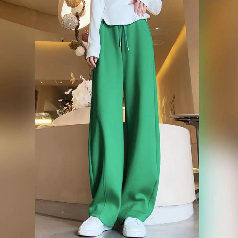 This Year's Trending Hot-Selling Green Wide-Leg Pants for Women, Popular in Autumn and Winter 2024, Trending in 2025, Internet Celebrity Style