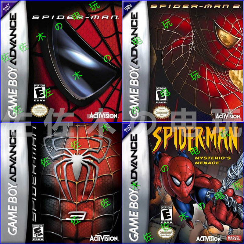 GBA Spiderman 1 2 3 4 Jackie Chan Spiderman Wolverine Batman Baldur's Gate Gangfeng GBC cassette
