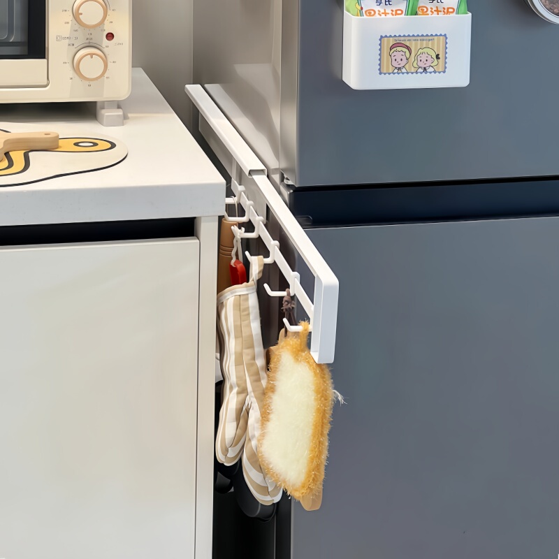 Maximize Every 1.0inch Inch of Storage Space! Retractable Magnetic Hook Storage Rack for the Side of the Refrigerator, No Drilling Required