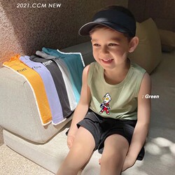 Baby pure cotton vest, male and girls in summer, thin sleeveless T -shirt cartoon Cartoon Altman children's clothing bottoming shirt