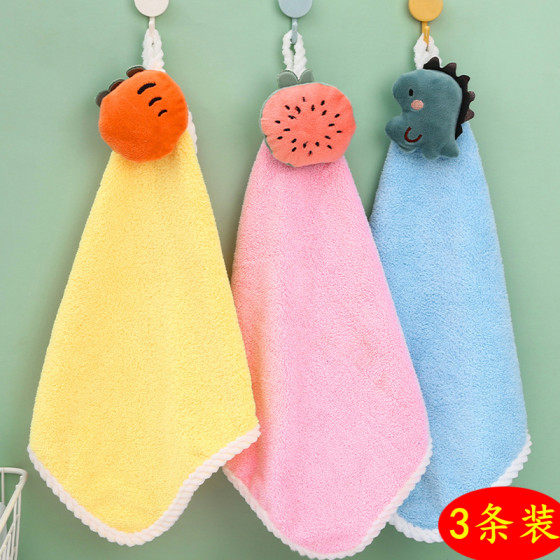 Creative cute cartoon kitchen thickened hanging children's towel absorbent hand towel bathroom cartoon hand towel