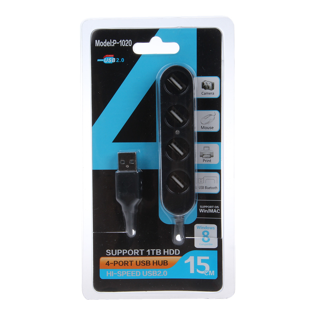 4 Kou 2.0USB HUB trung tâm USB2.0 P-1020 hỗ trợ ổ cứng 1TB phụ kiện máy tính bán buôn - USB Aaccessories den led usb