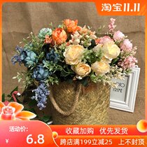 Simulation bouquet oil painting peony plastic flower fake flower small pair wedding decoration flower table ornaments insert flower silk flower