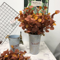 Round leaf Eucalyptus flower autumn color plant wedding wedding hall road guide decorative leaf flower arrangement with grass