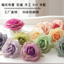 Simulation of rose flower head big flower wedding Wall DIY making material flower silk cloth fake flower road guide accessories floral art