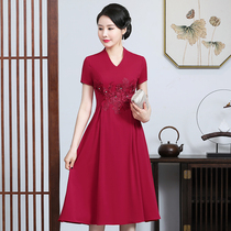 Wedding mom summer dress high-end mother-in-law attends the bridal marriage young happy mother-in-law wedding dress dress dress