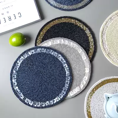 20CM Nordic handmade beaded shell placemat coaster bowl mat insulation mat table mat Southeast Asia imported vase mat