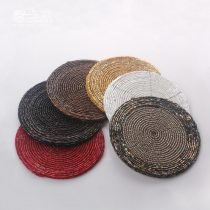 (Single price)Placemat Bowl pad Plate pad Coaster Heat insulation tableware pad European style creative artificial beaded southeast