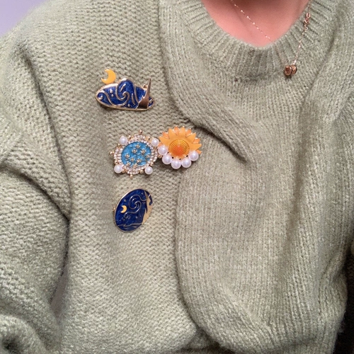 Ретро эмаль, брошь, свитер из жемчуга на лацкан, значок, аксессуары