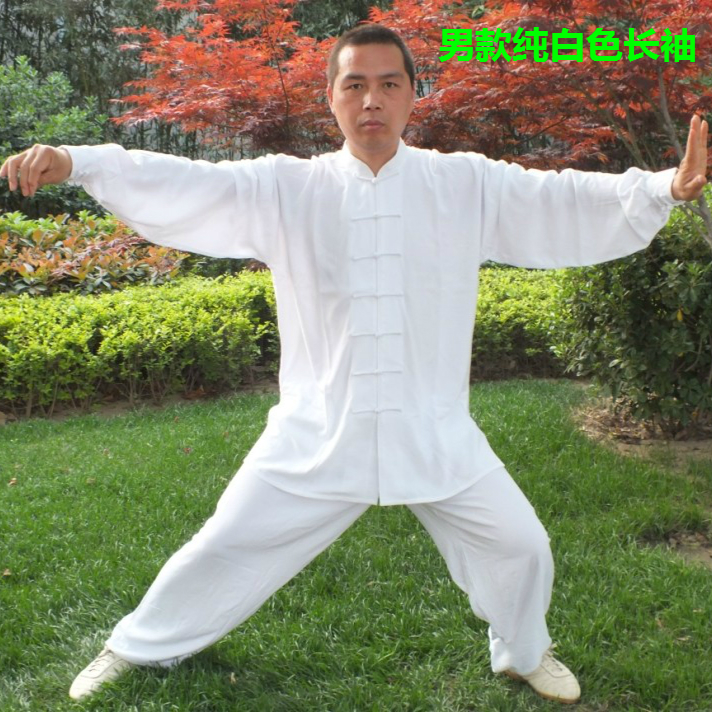 Middle-aged and elderly cotton Taiji clothing pure cotton practice clothing spring and summer men's performance leisure artificial cotton morning exercise mother Cotton