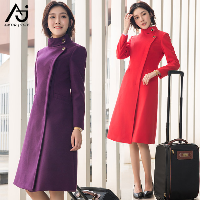 Work clothes woolen coat women's winter professional high-end self-cultivation business sales department stewardess uniform woolen coat tooling