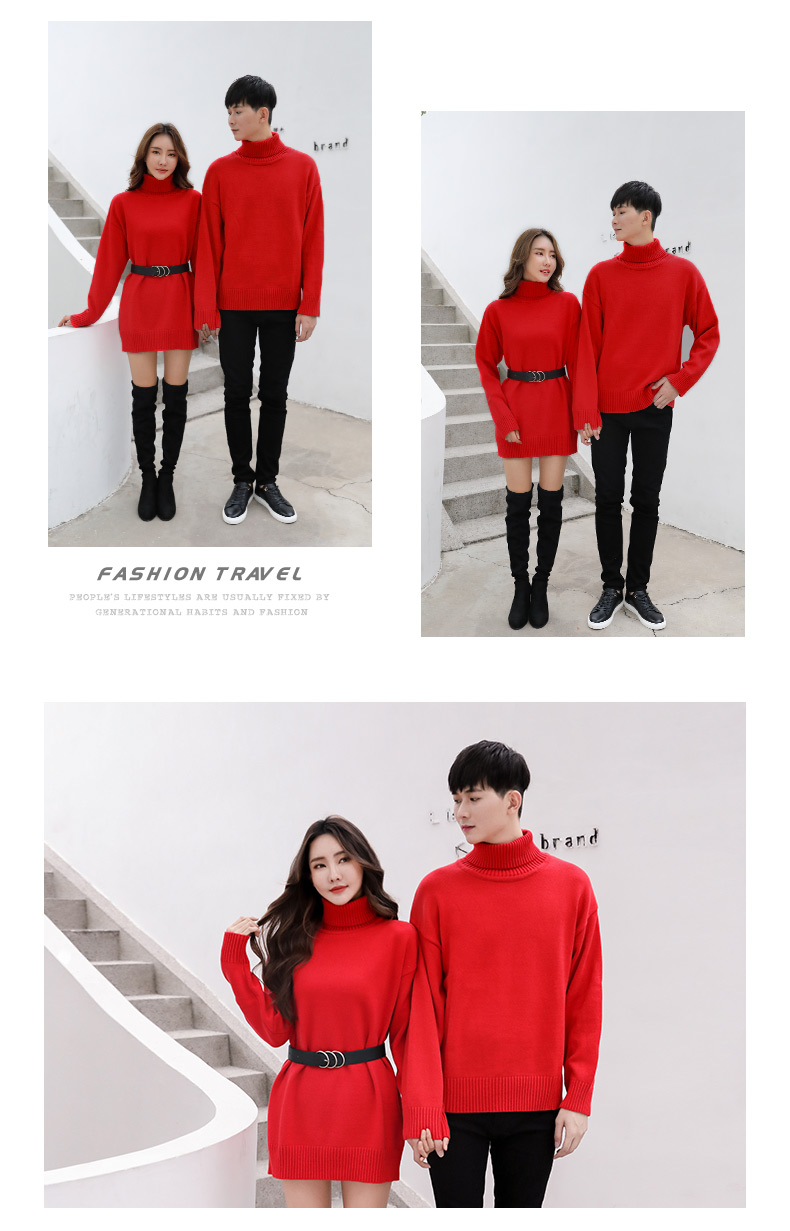 Cặp đôi xuân hè 2019 mùa đông áo len mới không phải là áo len nữ cùng áo len cao cổ - Đan Cardigan áo len dáng dài