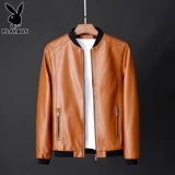 Playboy, демисезонная утепленная бейсбольная мужская куртка для черной кожи