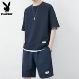 Playboy, мужской летний спортивный костюм, шелковая футболка для отдыха, короткий рукав