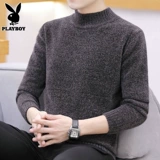 Playboy, мужской трикотажный весенний трендовый бархатный свитер, высокий воротник, тренд сезона, оверсайз