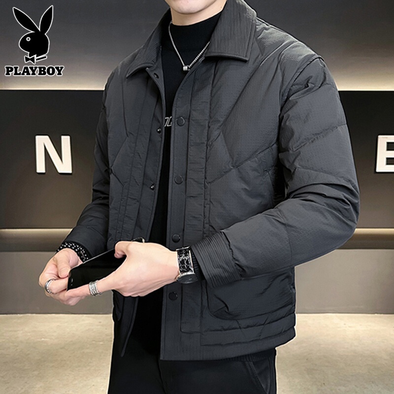 Playboy Black down Jacket Men's Jacket 2026 Winter New Collection White Duck down Cold-Proof Jacket for Men Playboy Black down Jacket Men's Jacket 2026 Winter New Collection White Duck down Cold-Proof Jacket for Men