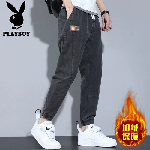 Playboy, джинсы, эластичные демисезонные утепленные штаны, 2024 года