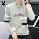 Playboy, мужской демисезонный бархатный свитер, удерживающая тепло трикотажная рубашка, высокий воротник