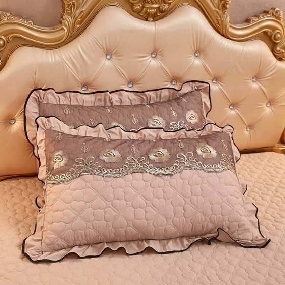 European-style lace quilted bed skirt single piece solid color thickened double bed cover Simmons bed cover non-slip protective cover 1.8m