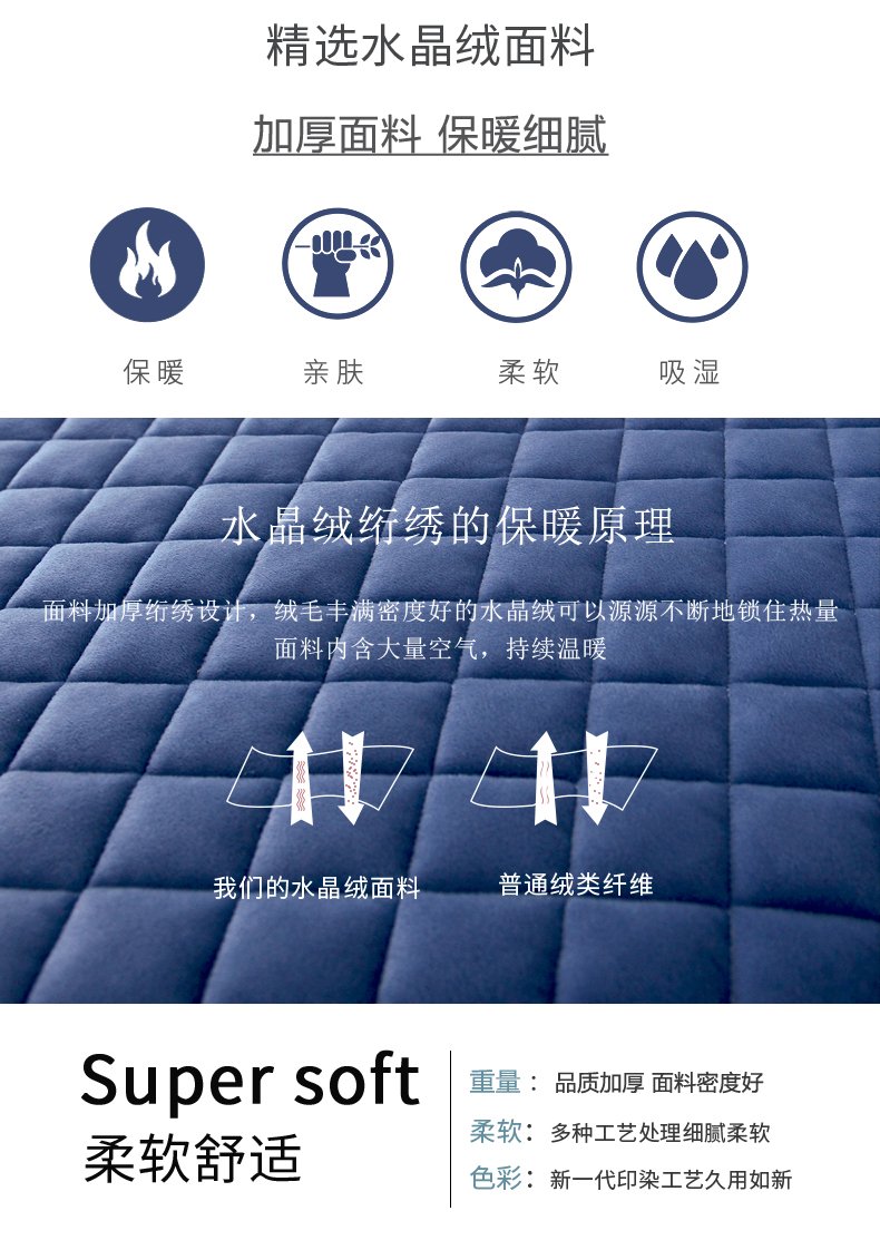 Váy ngủ có đệm lót bằng pha lê nhung ren giường ngủ bọc giường đơn mảnh đặt mùa đông Simmons chống trượt bảo vệ 1,8m - Váy Petti giường váy