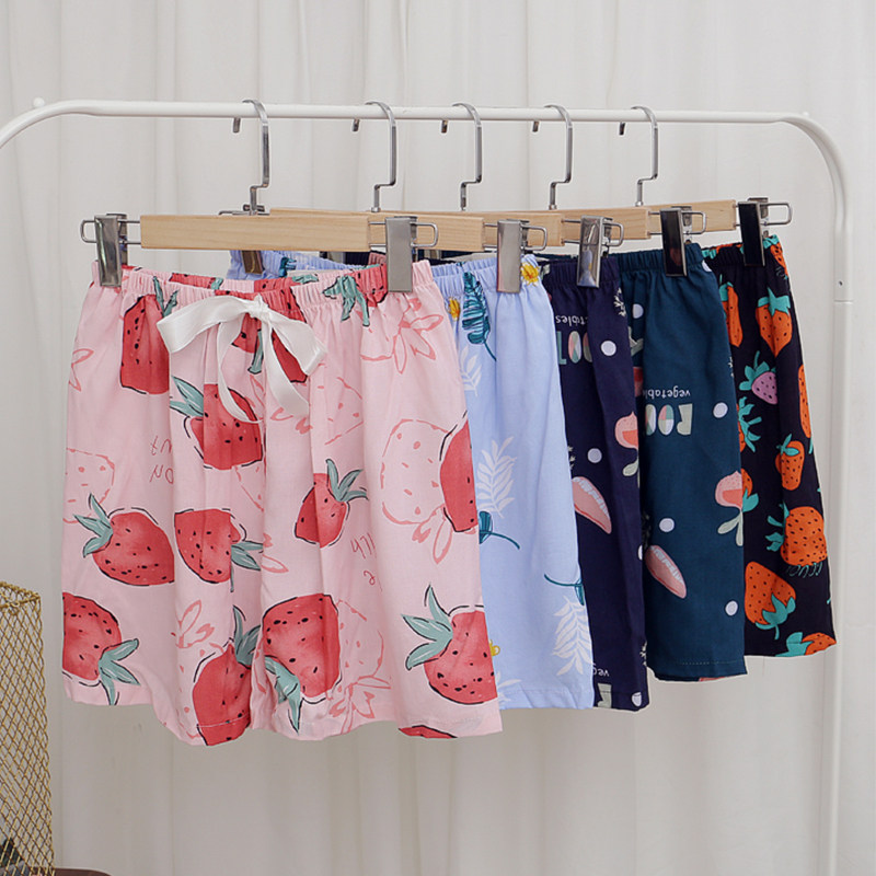 Cotton silk pyjamas women's summer shorts net red thin wide leg pants artificial cotton can wear cotton single pants large size household pants