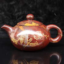  Jade pot Natural jade Guilin chicken blood jade One-piece teapot chicken blood stone decoration 15*10*8cm 332g