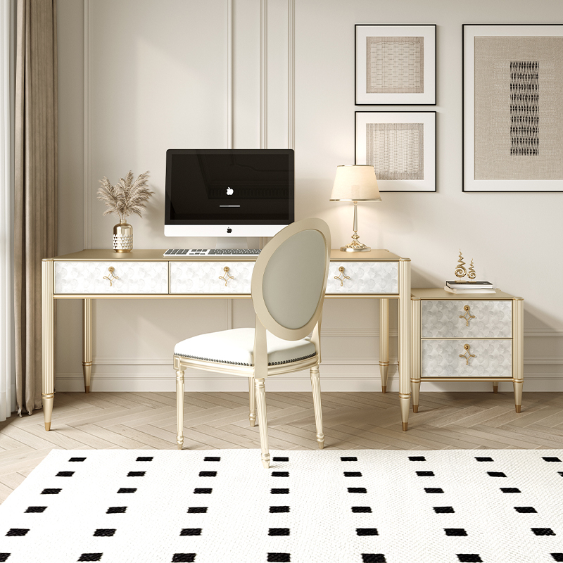 All Solid Wood Desk Study Table Light Luxury Simple Shell Style Desk Computer Table with Storage Small Apartment Bedroom Table