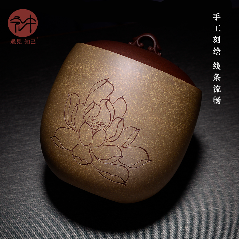 Macro "famous works" in yixing purple sand tea pot a kilo to manual pu - erh tea pot of tea box and POTS