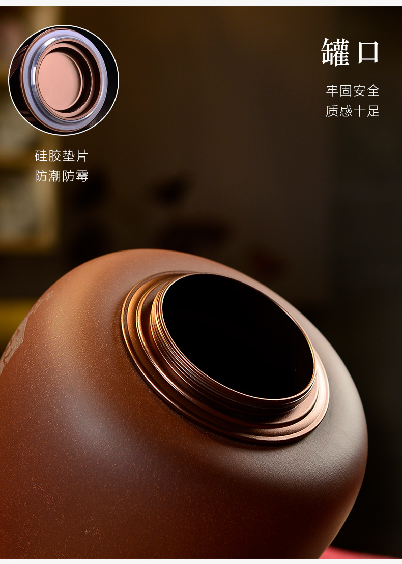 Macros in yixing purple sand tea pot tin cover large ceramic seal puer tea storage tanks and POTS