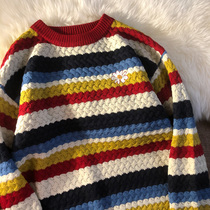 Neresum every sister should have a rainbow sweater loose retro striped knit sweater
