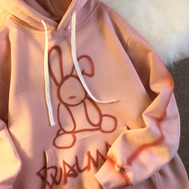 Neresum waiting for you after class rabbit new spring lazy sweet cute pink hoodie female ins tide