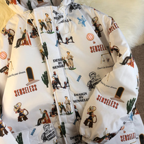 Neresum 2020 popular cartoon animation full print warm thick new fried street cotton jacket short foreign style coat