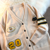 Neresum lazy college style sweater sweet loose wear soft waxy soft waxy gentle winter thick knitted cardigan coat