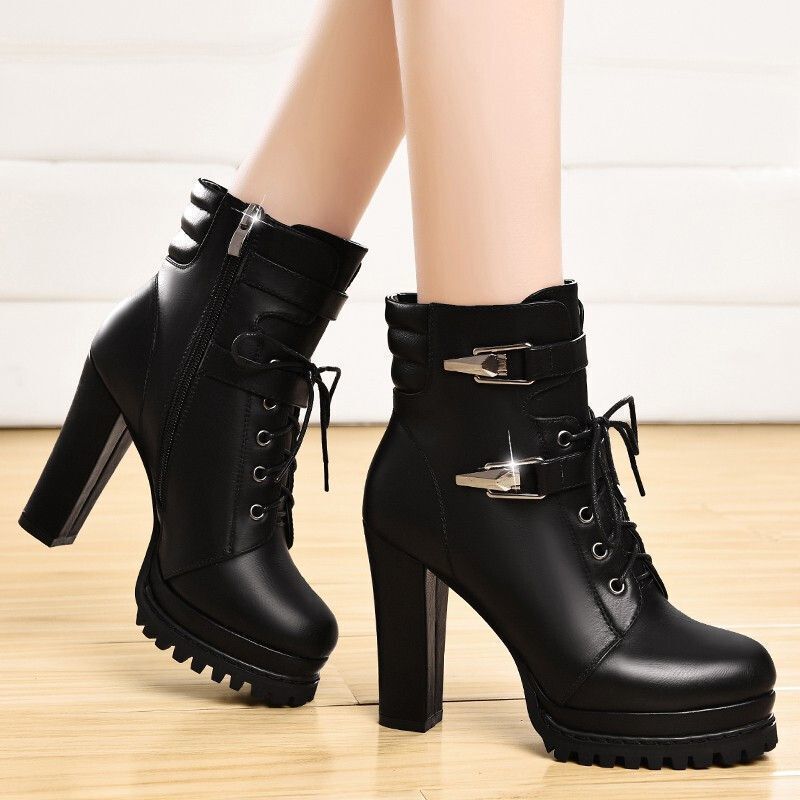 Martin Boots for Women, British Style High-Heeled Boots, 2023 New Women's Shoes, Winter Versatile Chunky Heel Short Boots, Women's Spring and Autumn Single Boots Martin Boots for Women, British Style High-Heeled Boots, 2023 New Women's Shoes, Winter Versatile Chunky Heel Short Boots, Women's Spring and Autumn Single Boots