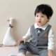 Infant Gentleman Dress Suit Suit Male Baby Full Moon First Birthday Hundred Days British Handsome Flower Girl Wedding