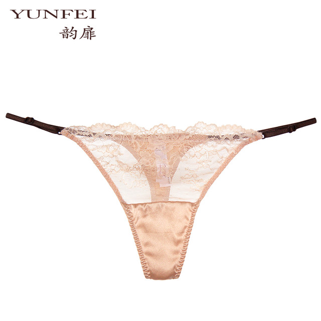 Yunfei mulberry silk thong sexy and hot women's summer thin lace low-waist silk stretch underwear seamless